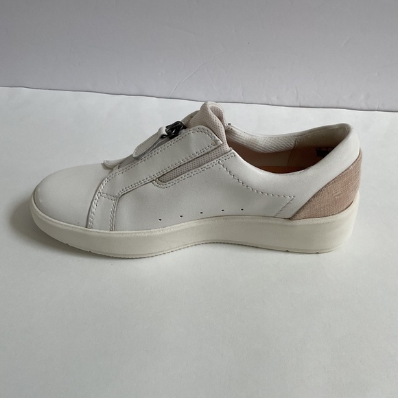 Clarks Women's Layton Rae Leather Sneakers Sz 7 White Zipper - Picture 4 of 10